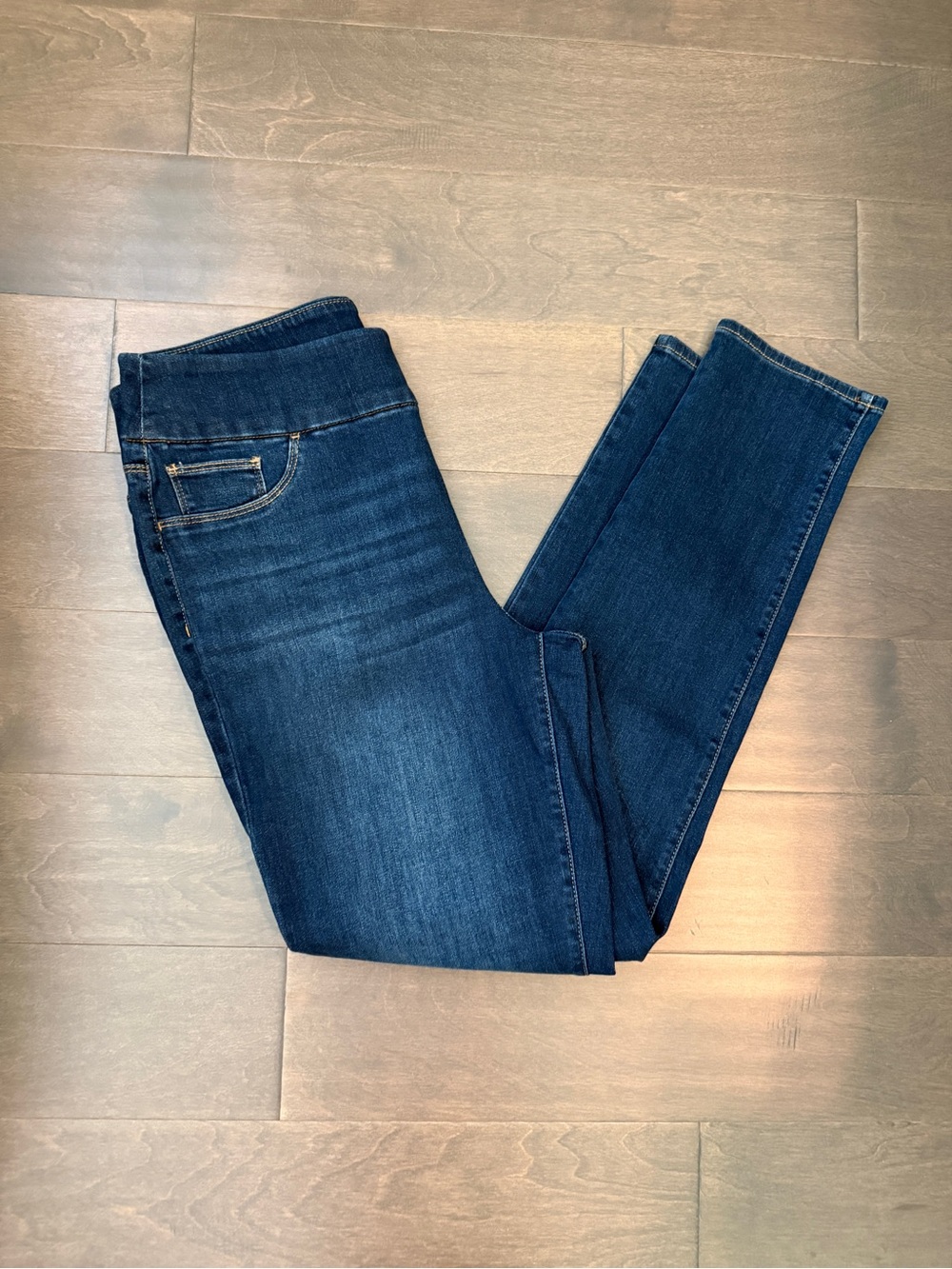 Chico's Dark Blue Pull On Jeggings Stretch Skinny Jeans Excellent 10 Chicos 1.5